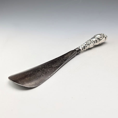 1904 British antique pure silver handle shoehorn by Joseph Gloster