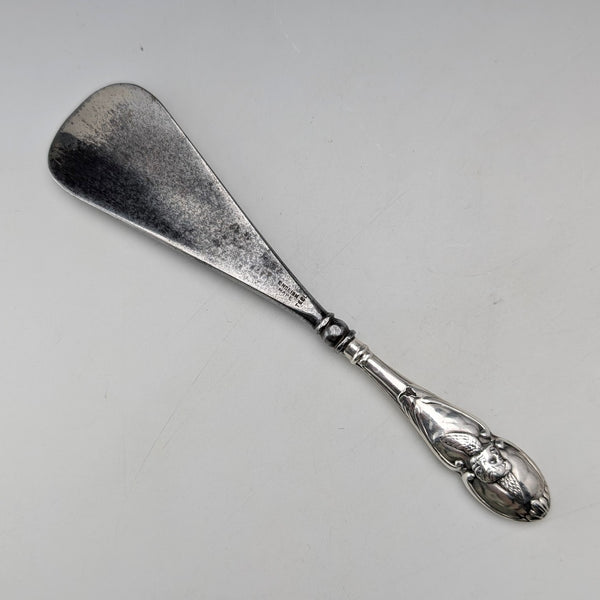 1905 British antique pure silver handled shoehorn by Henry Matthews