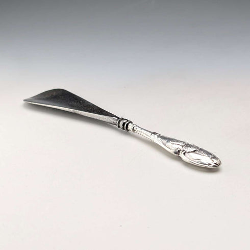 1905 British antique pure silver handled shoehorn by Henry Matthews