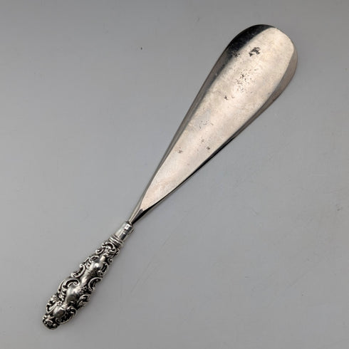 1906 British antique pure silver handle shoehorn Levi&Salaman