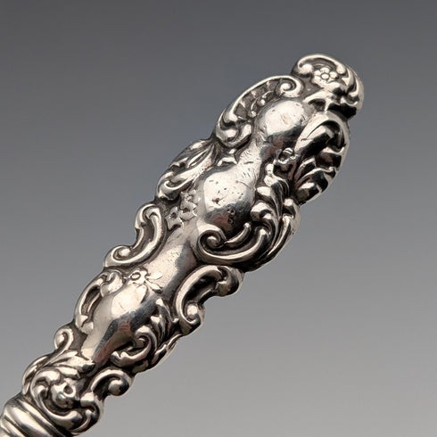 1906 British antique pure silver handle shoehorn Levi&Salaman