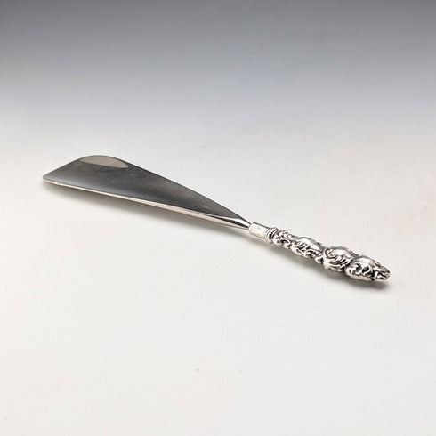 1906 British antique pure silver handle shoehorn Levi&Salaman