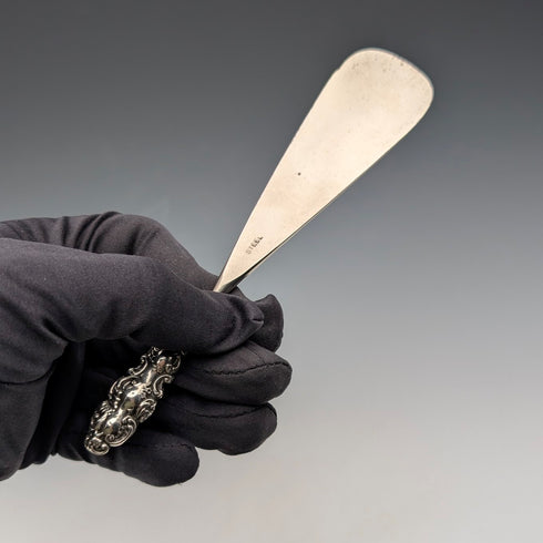 1906 British antique pure silver handle shoehorn Levi&Salaman