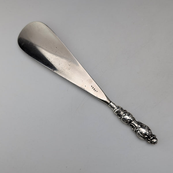 1901 British antique pure silver handle shoehorn Levi&Salaman