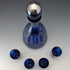 Vintage American Cobalt Blue Silver Overlay Decanter Cups Set of 4