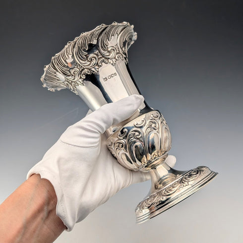 1900年 英国アンティーク 純銀製 花瓶 ベース 計203g Fenton Brothers