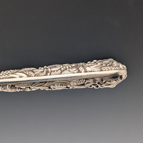 Early Victorian British Antique Pure Silver Handle Dessert Cutlery 5 Pairs Aaron Hadfield