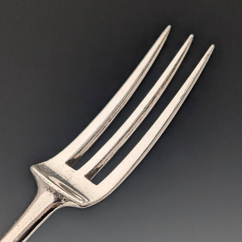 Early Victorian British Antique Pure Silver Handle Dessert Cutlery 5 Pairs Aaron Hadfield