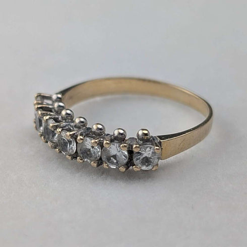 Antique Jewelry K9 Gold 7 Row Spinel Ring 2.2g (Size 12)