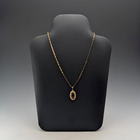 Vintage rolled gold cut stone pendant with necklace