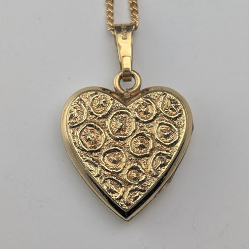 復古金心型小盒吊飾與項鍊