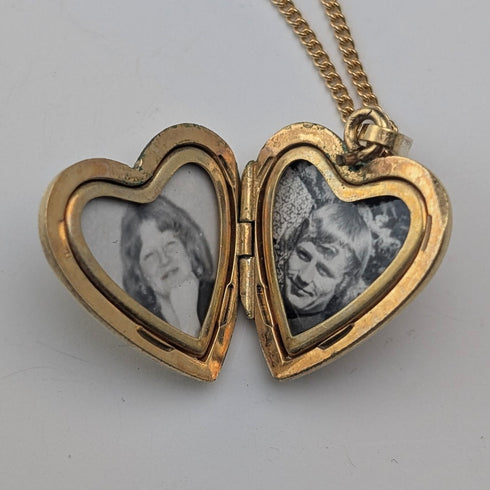 復古金心型小盒吊飾與項鍊