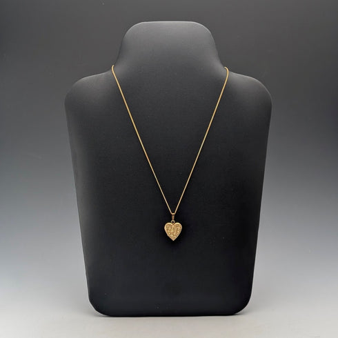 復古金心型小盒吊飾與項鍊