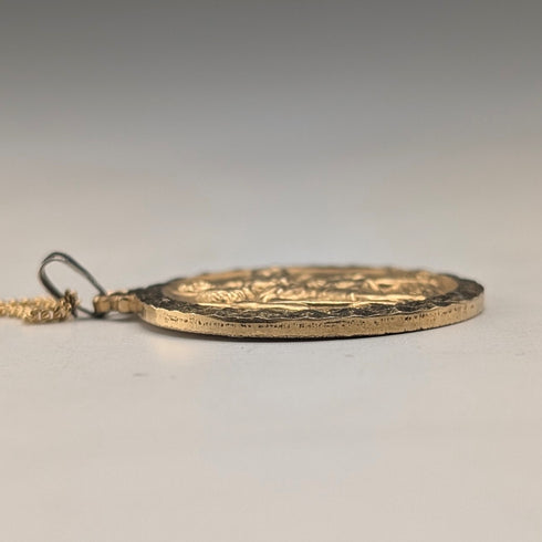 復古鍍金聖克里斯多福勳章吊墜和項鍊