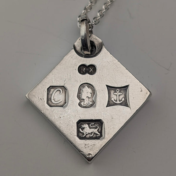 1977 British pure silver Jubilee ingot pendant, 19.7g, with pure silver necklace, RX