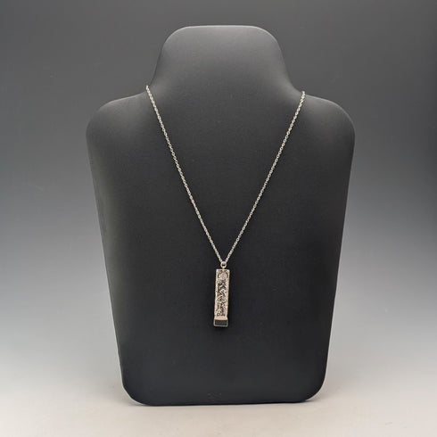 1902年 英国アンティーク フローラル装飾 純銀製ホイッスル William Manton チェーン付