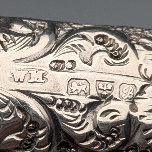 1902年 英国アンティーク フローラル装飾 純銀製ホイッスル William Manton チェーン付