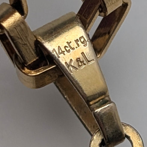 Vintage rolled gold cut stone pendant with necklace