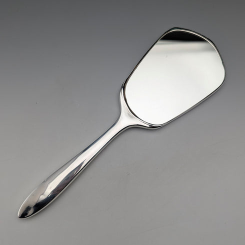 1947年 英国ヴィンテージ 純銀ギロシェエナメル花鳥装飾 ハンドミラー Henry Clifford Davis