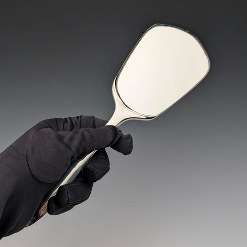 1947年 英国ヴィンテージ 純銀ギロシェエナメル花鳥装飾 ハンドミラー Henry Clifford Davis