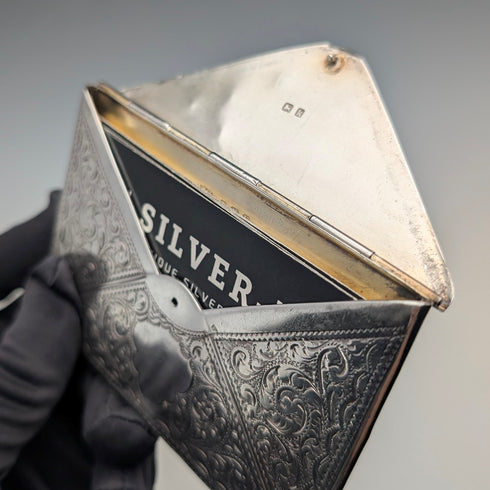 1909年 英国アンティーク 純銀製 封筒型カードケース 57g Adie&Lovekin