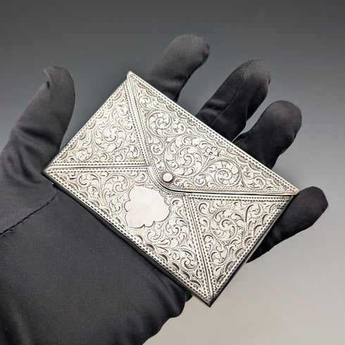 1909年 英国アンティーク 純銀製 封筒型カードケース 57g Adie&Lovekin