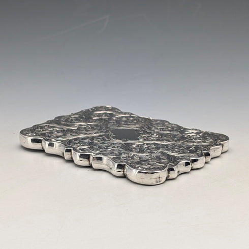 1849年 英国アンティーク スクロール彫刻 純銀製カードケース 71g Taylor&Perry