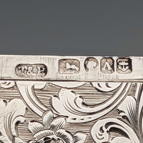 1849年 英国アンティーク スクロール彫刻 純銀製カードケース 71g Taylor&Perry