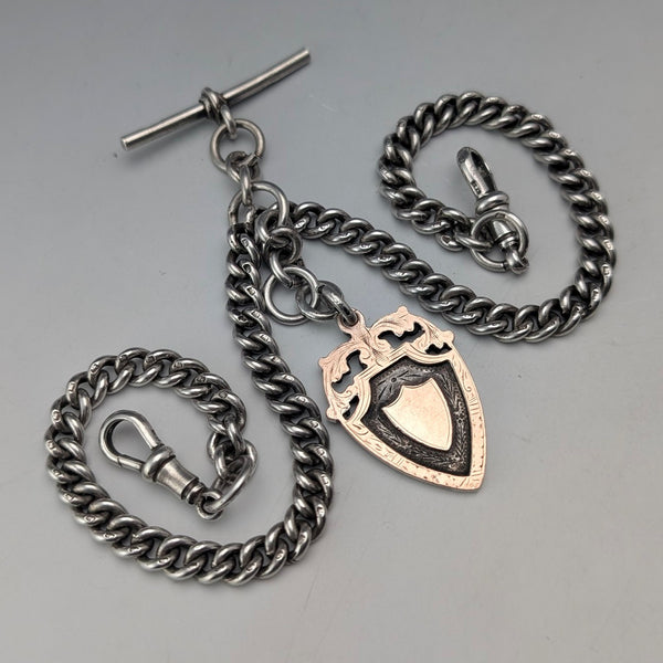 1929年英國復古純銀雙阿爾伯特鏈 56克鍍金純銀獎章鏈