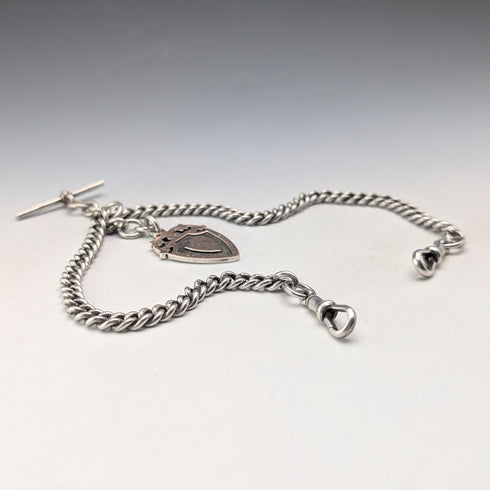 1929年英國復古純銀雙阿爾伯特鏈 56克鍍金純銀獎章鏈