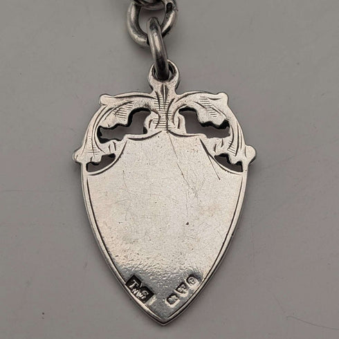 1929 British Vintage Sterling Silver Double Albert Chain 56g Gold Plated Sterling Silver Medal Fob