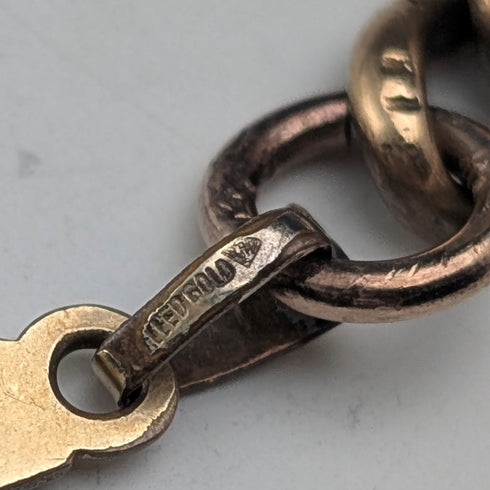 アンティーク ロールドゴールド製 アルバートチェーン 十字架フォブ