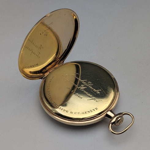 Circa 1918 Patek Philippe Pocket Watch, 18K Solid Gold, Open Face, Serviced