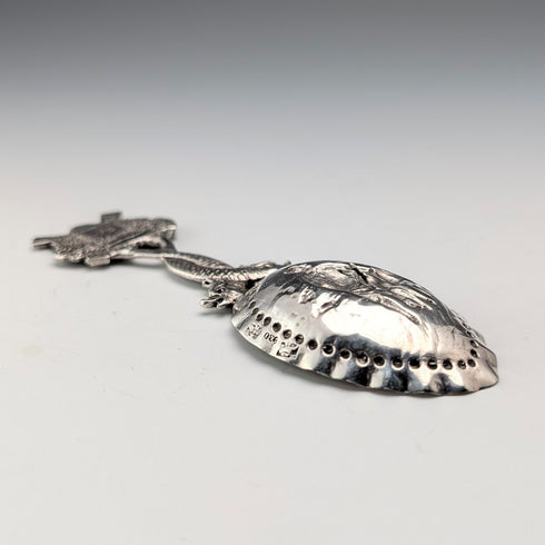 1904 Dutch antique sterling silver tea caddy spoon 23g FP&S