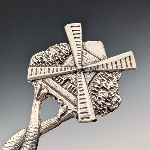 1904 Dutch antique sterling silver tea caddy spoon 23g FP&S