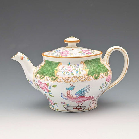 Minton porcelain teapot, Cockatrice, green, early 20th century