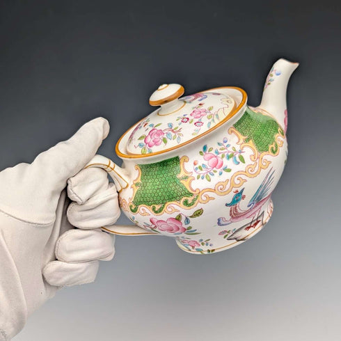 Minton porcelain teapot, Cockatrice, green, early 20th century