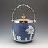 Antique British Wedgwood Biscuit Barrel Jasperware Royal Blue