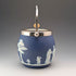Antique British Wedgwood Biscuit Barrel Jasperware Royal Blue