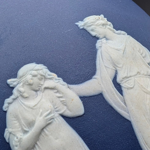 古董英國韋奇伍德餅乾桶 Jasperware 皇家藍色