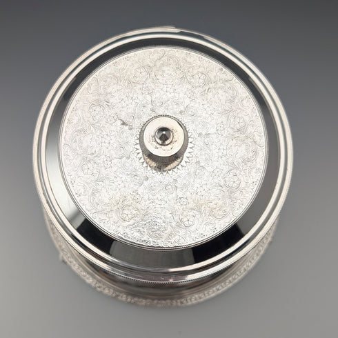 古董英國銀盤花卉餅乾桶