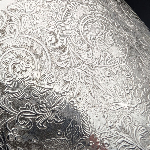 英国アンティーク シルバープレート製 花装飾 ビスケットバレル