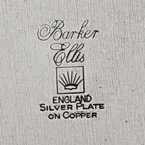 Vintage British silver plate oval gallery tray, 28cm wide, Barker Ellis