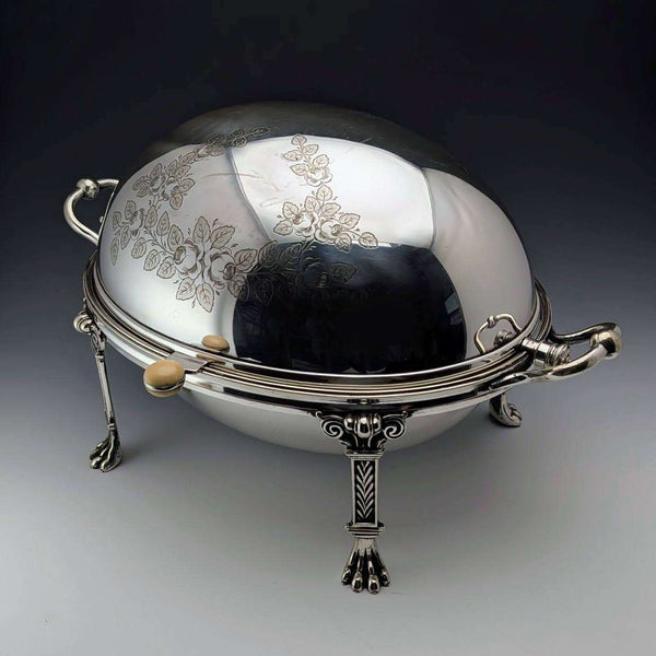 1900年頃 英国アンティーク シルバープレート製 ブレックファーストディッシュ 中皿なし George Goodfellow