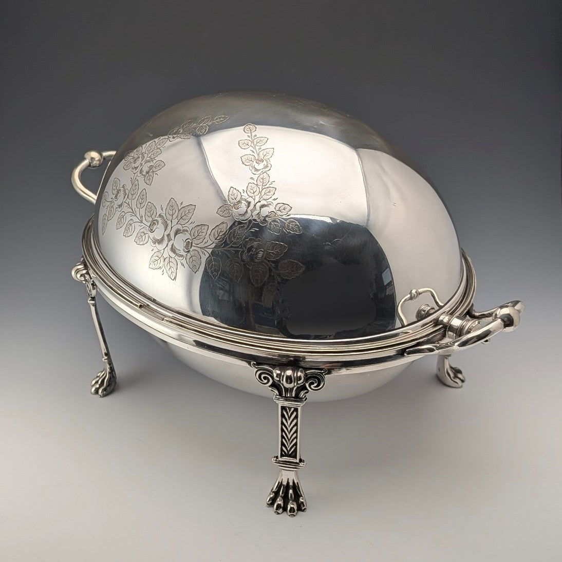 1900年頃 英国アンティーク シルバープレート製 ブレックファーストディッシュ 中皿なし e Goodfellow 1900年頃 英国アンティーク シルバープレート製 ブレック