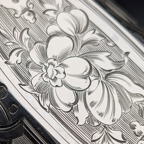 1854年 英国アンティーク 純銀製 マグカップ フローラル装飾 163g John Evans II