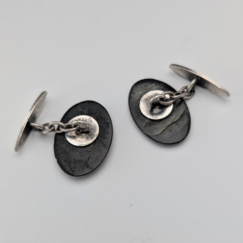 ヴィンテージ マザーオブパール/白蝶貝 純銀台座 カフリンクス カフスボタン