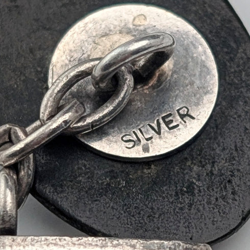 ヴィンテージ マザーオブパール/白蝶貝 純銀台座 カフリンクス カフスボタン