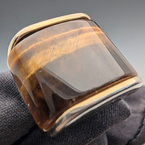 Vintage Tiger Eye Gold Plated Cufflinks