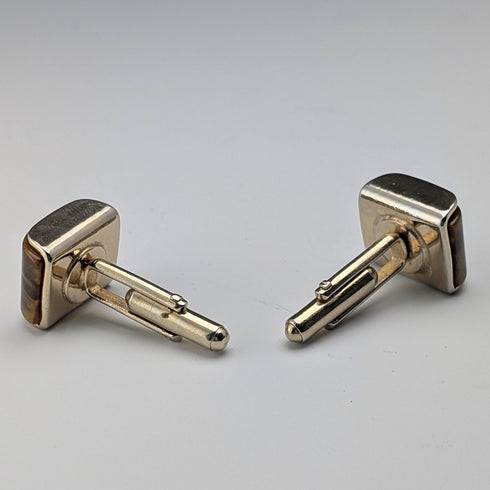 Vintage Tiger Eye Gold Plated Cufflinks